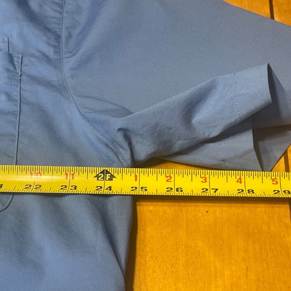 Scottevest Beachcomber Button Up Shirt XL Blue Multiple Hidden Pockets EUC - Picture 7 of 15
